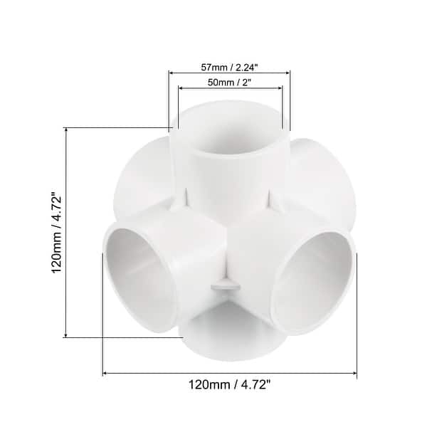 2" PVC Pipe Fittings 6 Way Elbow Water Joint Connectors Adapters